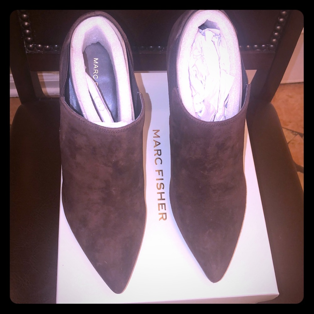 New in box Marc Fisher brown suede booties.